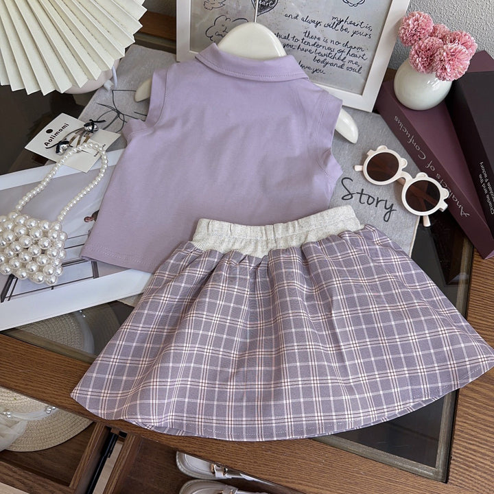 Girls Sleeveless Top With Skirt