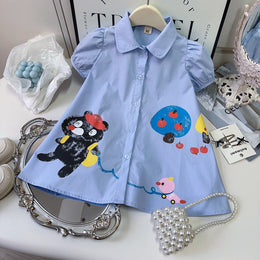 Girls Graphic Printed A-Line Midi Dress