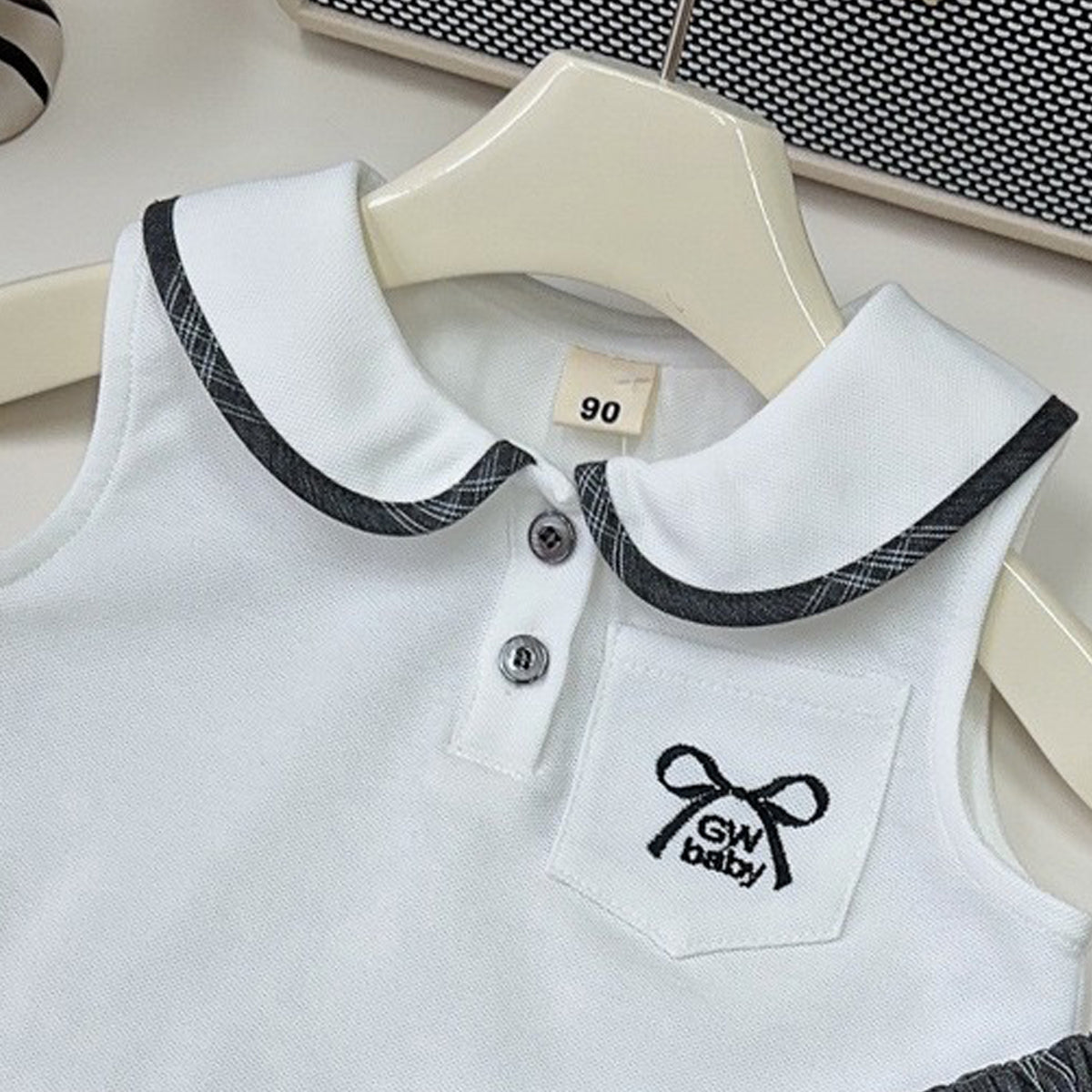 Girls Typography Printed Shirt Collar Pure Cotton Top With Skirt