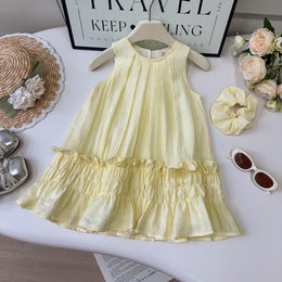 Girls Self Design Layered A-Line Dress