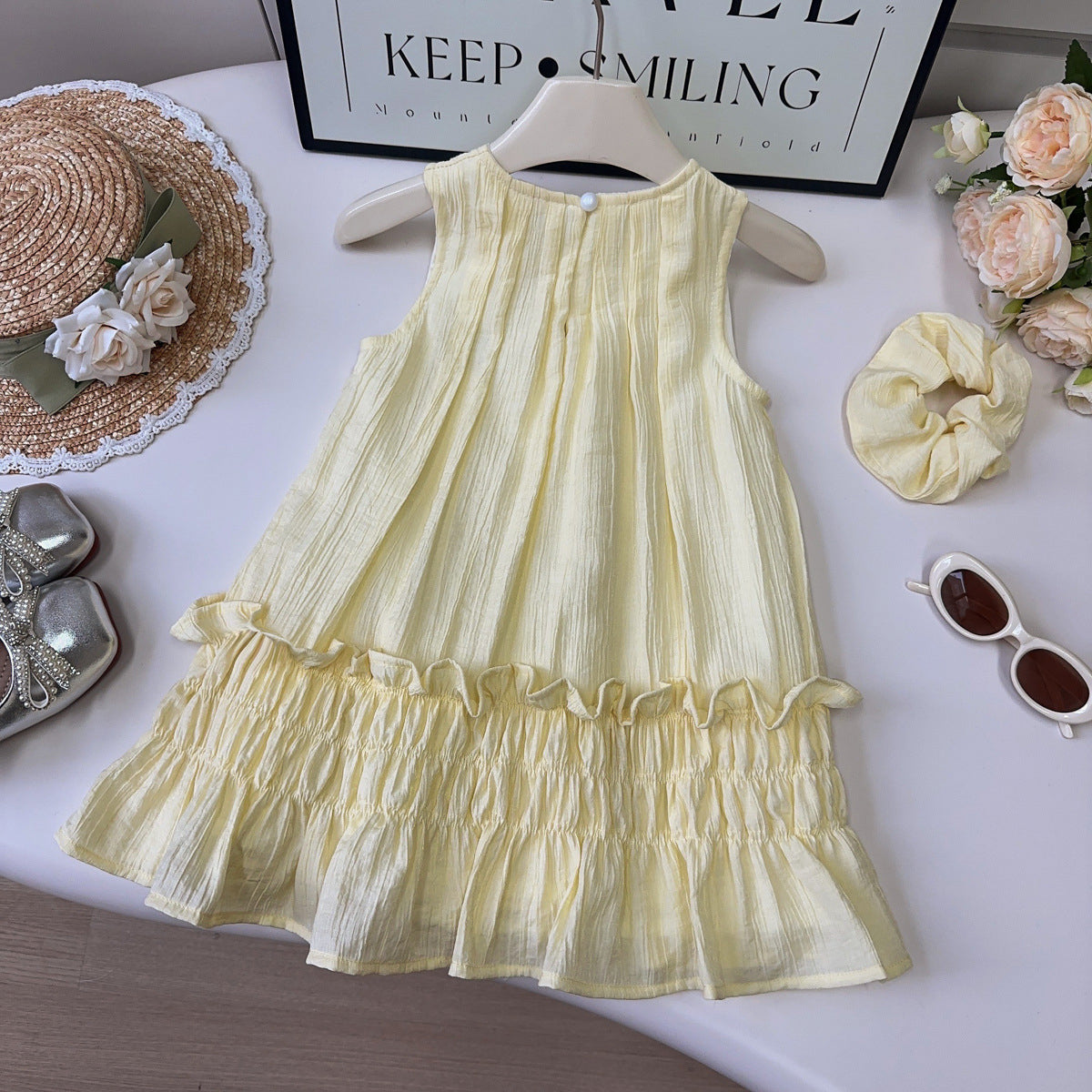 Girls Self Design Layered A-Line Dress