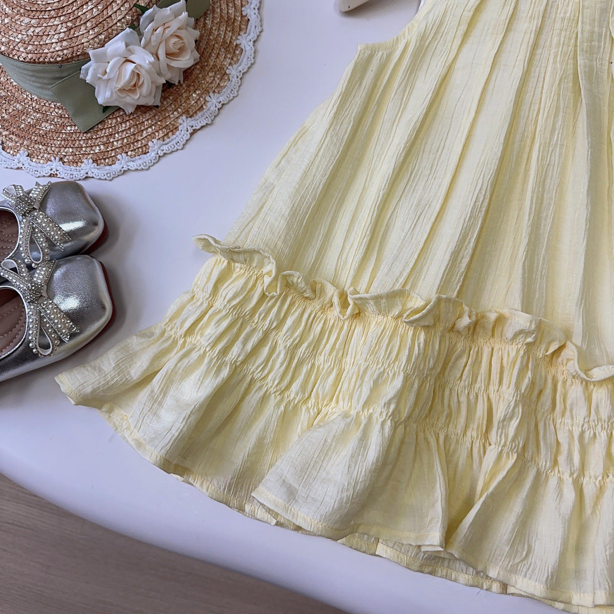 Girls Self Design Layered A-Line Dress