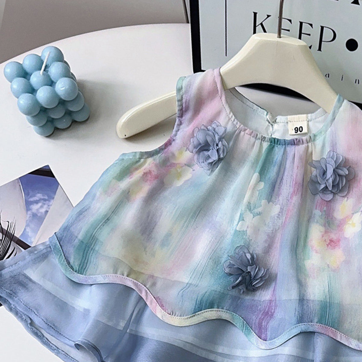 Girls Dyed Round Neck Top With Trousers
