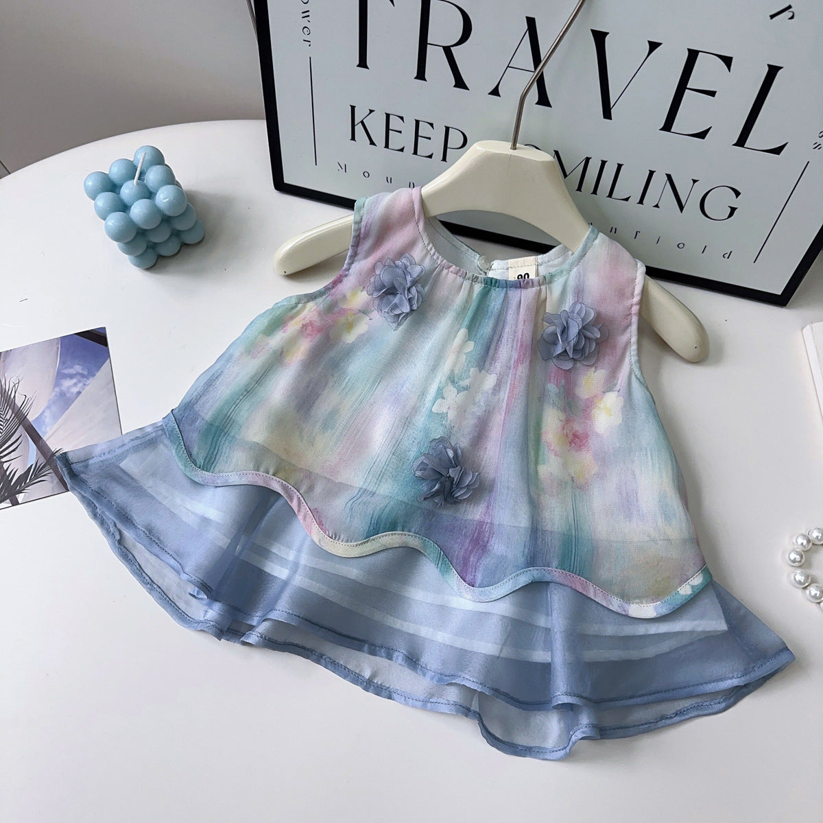 Girls Dyed Round Neck Top With Trousers