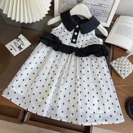 Girls Polka Dot Print A-Line Dress