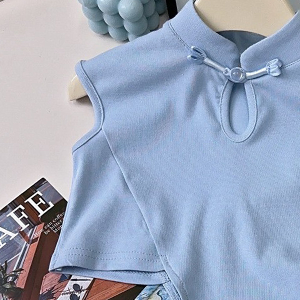 Girls Mandarin Collar Top With Palazzo