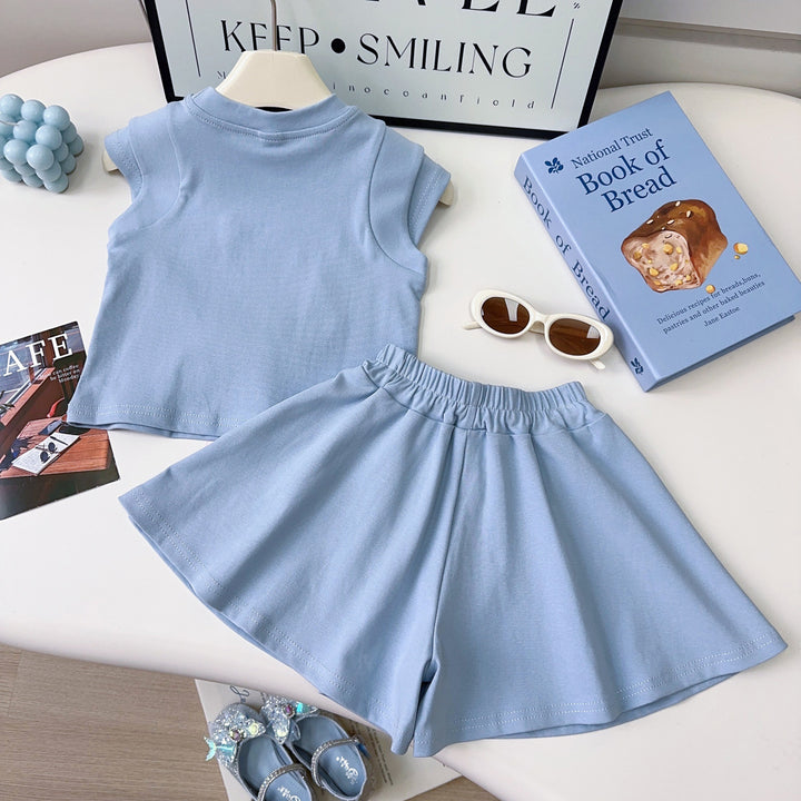 Girls Printed Short Sleeves T-shirt With Shorts