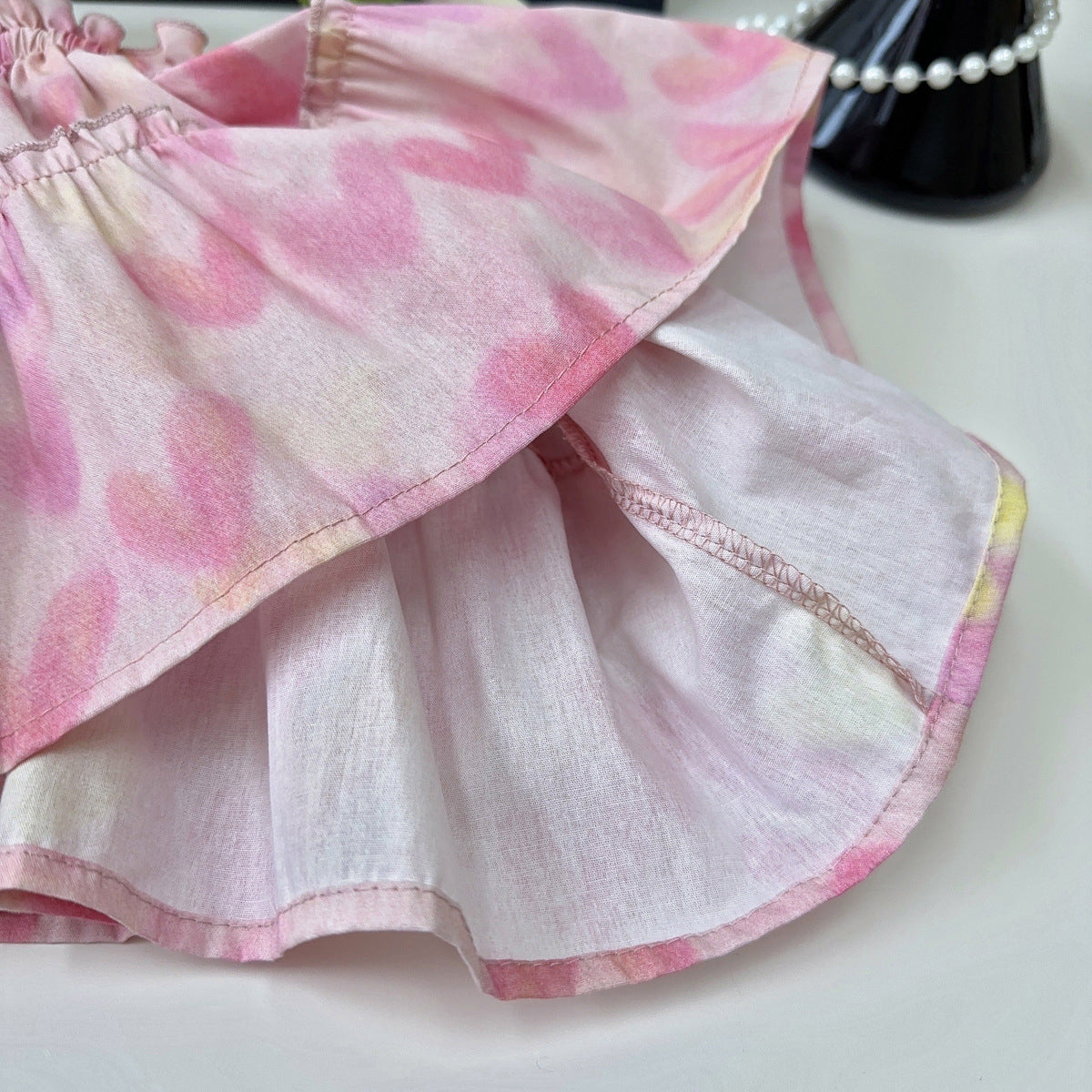 Girls Printed Shoulder Straps Top With Skirt
