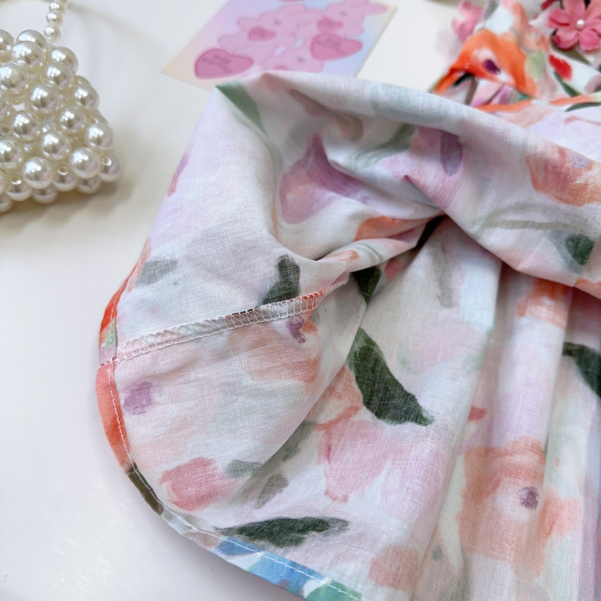 Girls Abstract Print Applique A-Line Dress