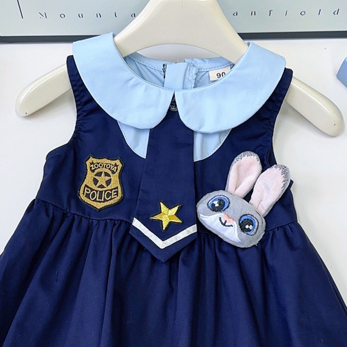 Girls Peter Pan Collar Applique Balloon Dress