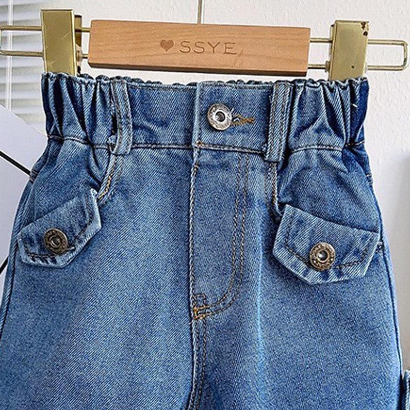 Solid Mid-Rise Denim Shorts