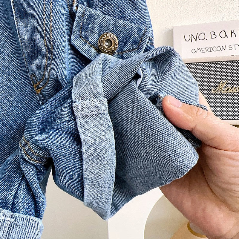 Solid Mid-Rise Denim Shorts