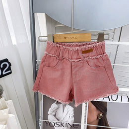 Solid Mid-Rise Denim Shorts