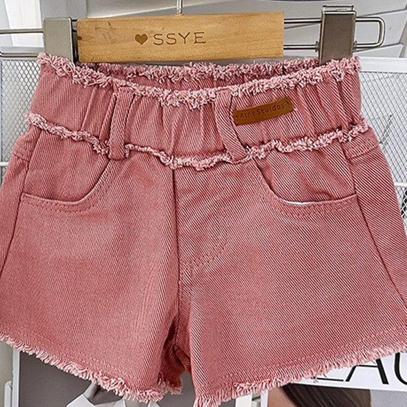 Solid Mid-Rise Denim Shorts