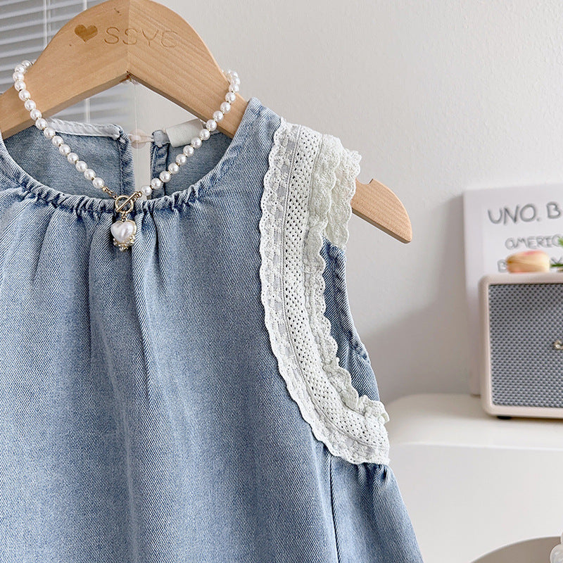 Girls Round Neck A-Line Dress