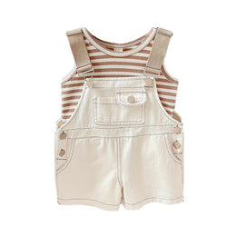 Girls Striped Pure Cotton Top with Shorts