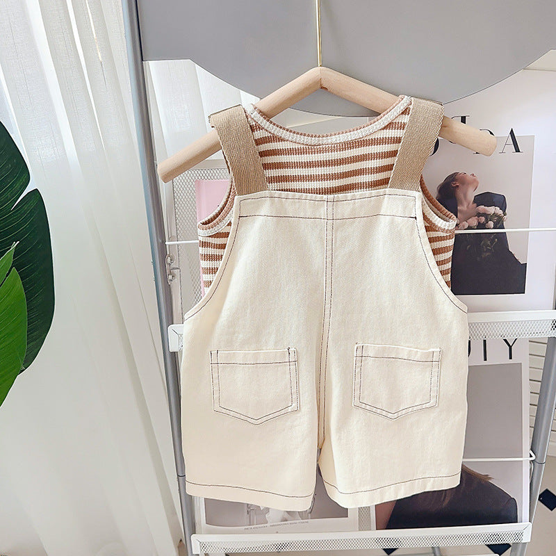 Girls Striped Pure Cotton Top with Shorts