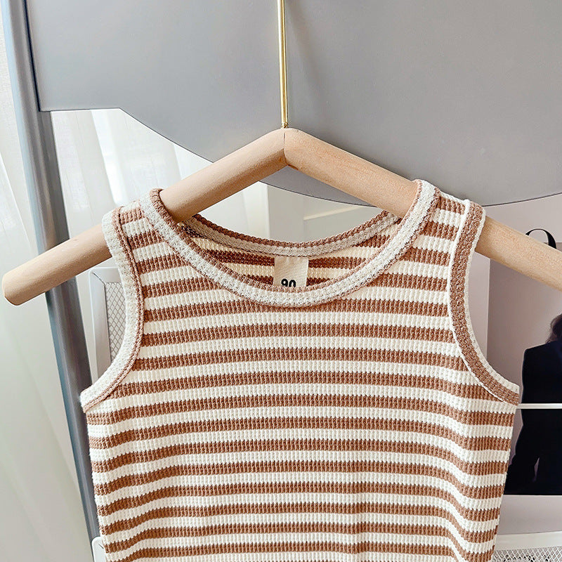 Girls Striped Pure Cotton Top with Shorts