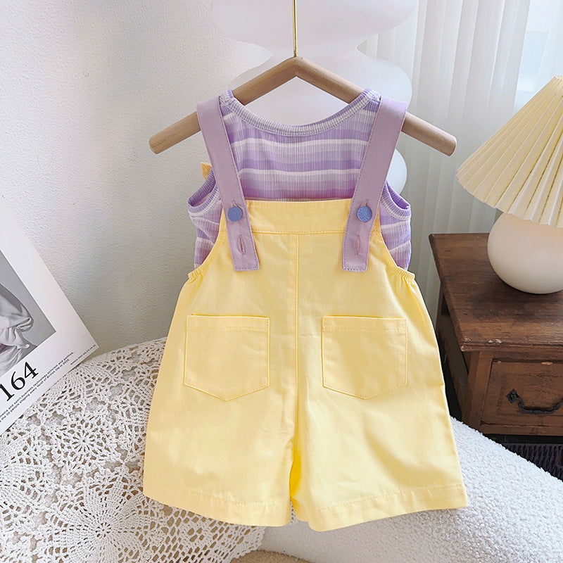 Girls Sleeveless Pure Cotton Top with Shorts