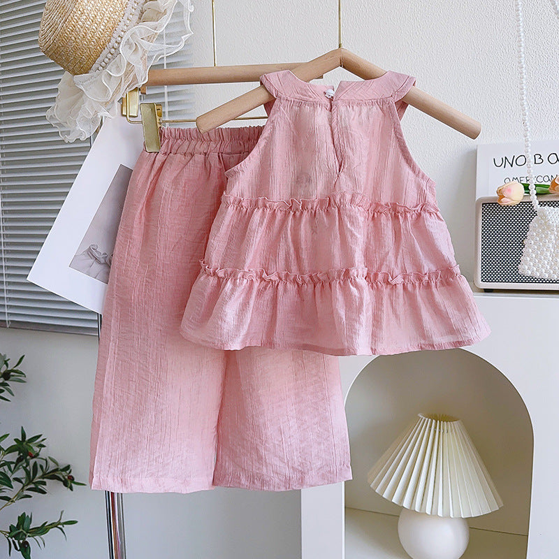 Girls Sleeveless Top With Trousers