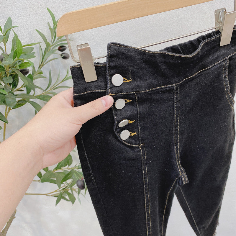 Girls Mid-Rise Clean Look Cotton Jeans