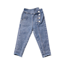 Girls Mid-Rise Clean Look Cotton Jeans