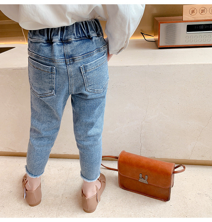 Girls Mid-Rise Clean Look Cotton Jeans