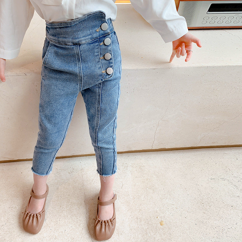 Girls Mid-Rise Clean Look Cotton Jeans