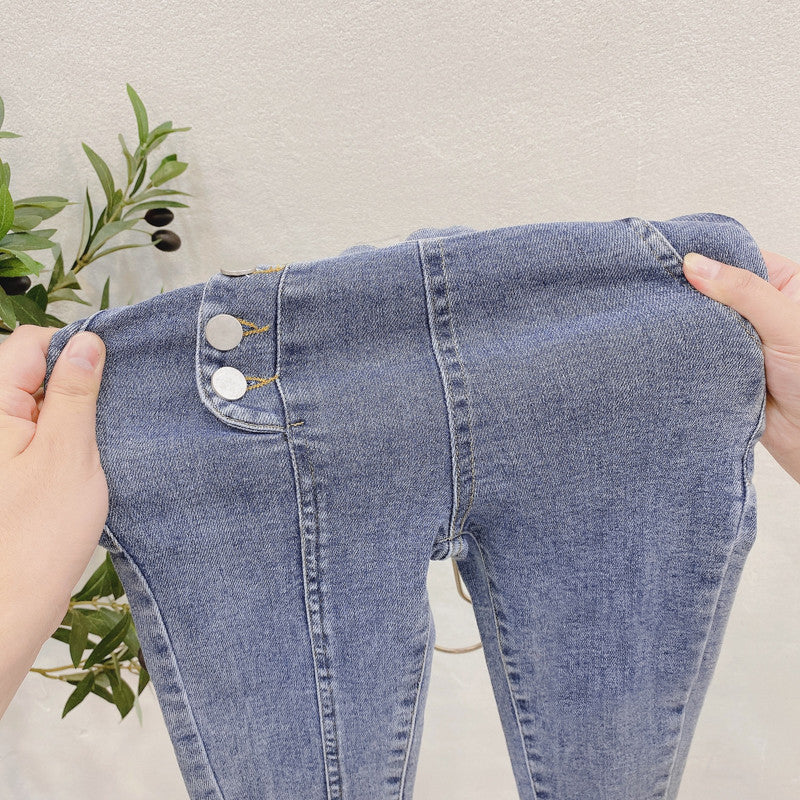 Girls Mid-Rise Clean Look Cotton Jeans