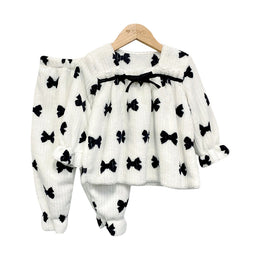 Girls Self Design Square Neck Long Sleeves Top With Jogger