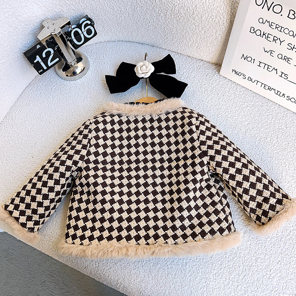 Girls Self Design V-Neck Long Sleeves Top With Skirt