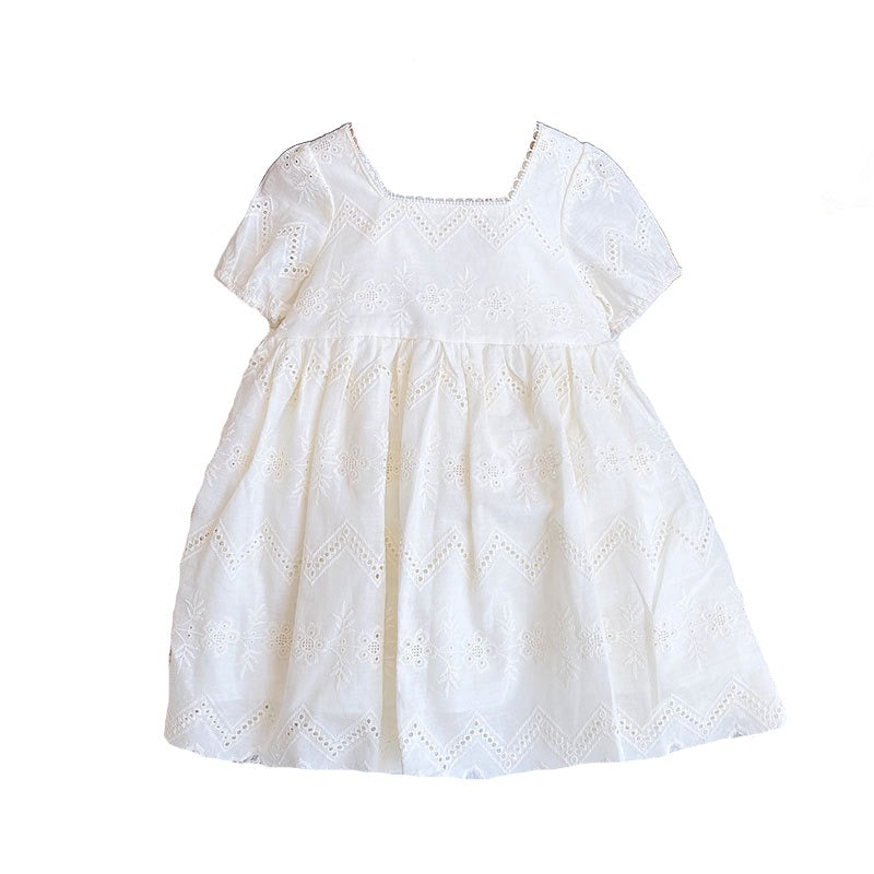 Square Neck Short Sleeves Fit & Flare Dress