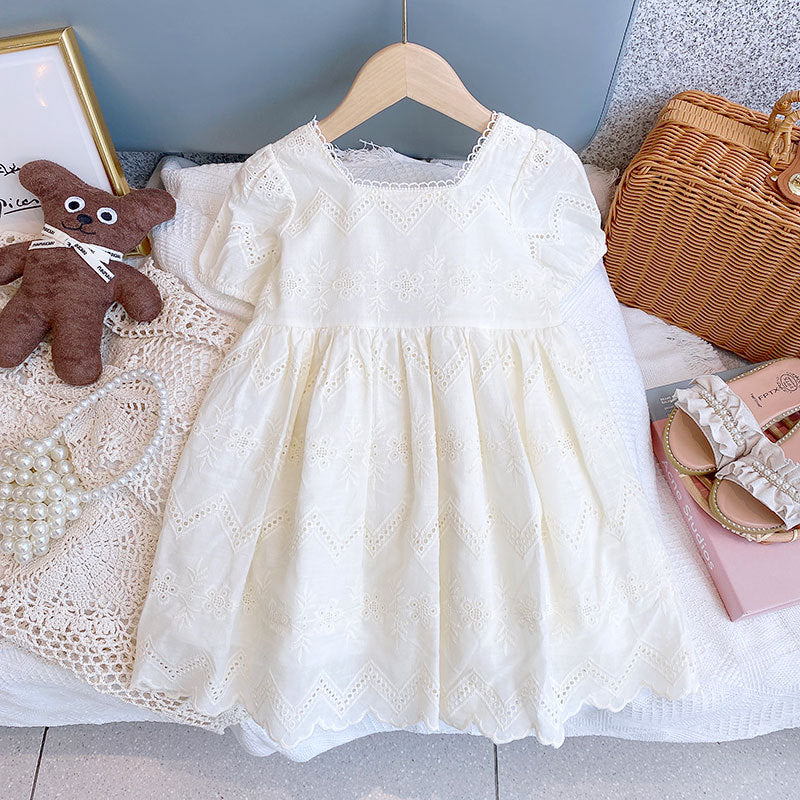 Square Neck Short Sleeves Fit & Flare Dress