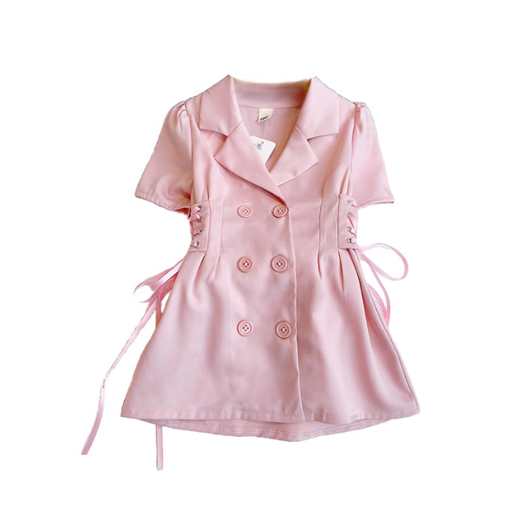 Girls Shirt Collar Blazer Dresses
