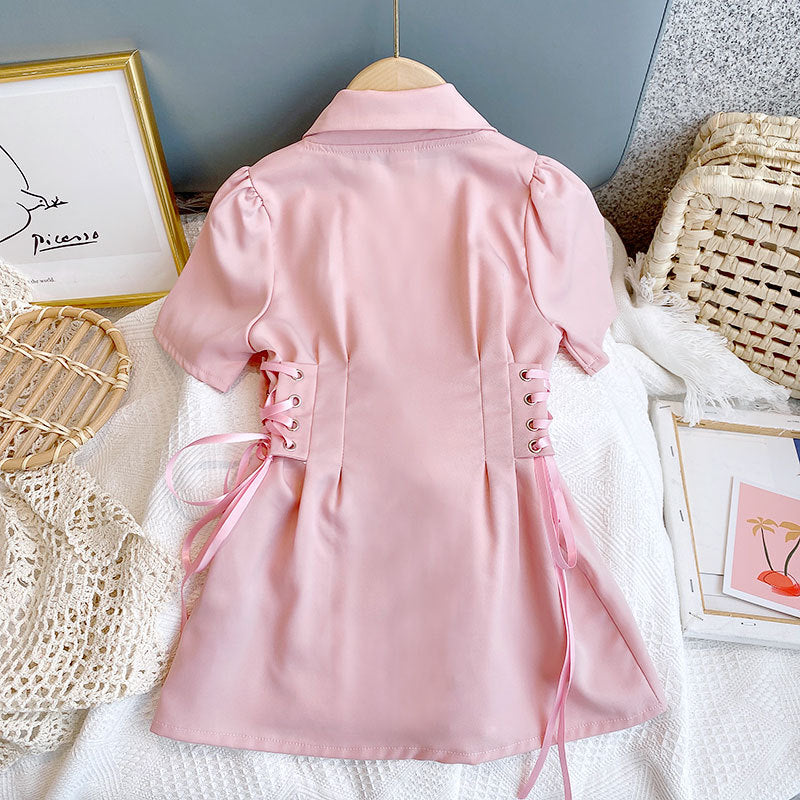 Girls Shirt Collar Blazer Dresses