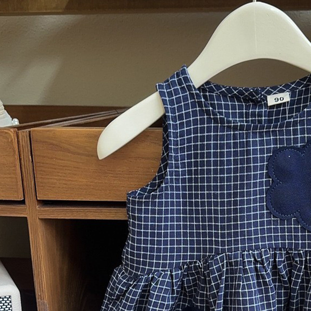 Girls Checked Striped A-Line Mini Dress