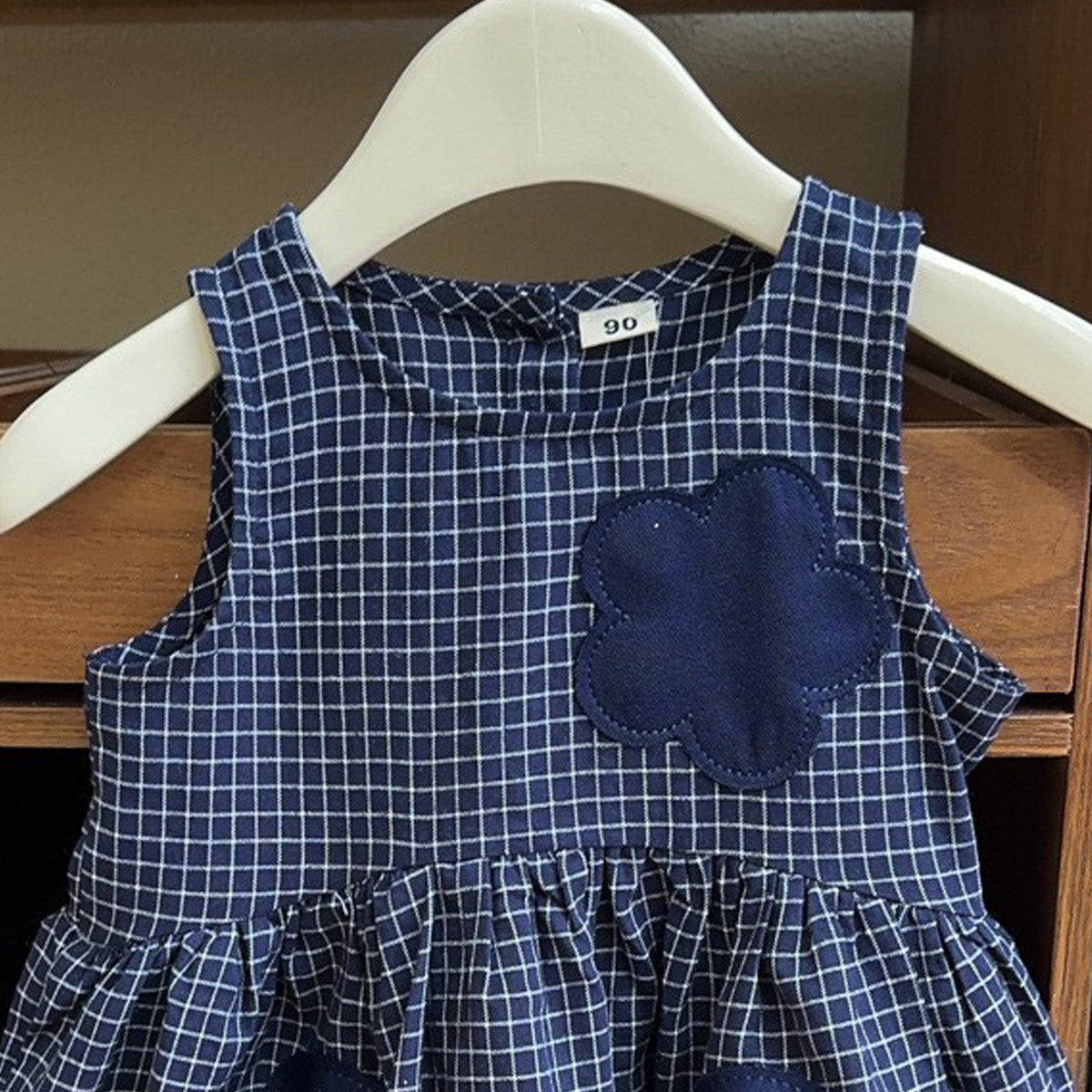 Girls Checked Striped A-Line Mini Dress