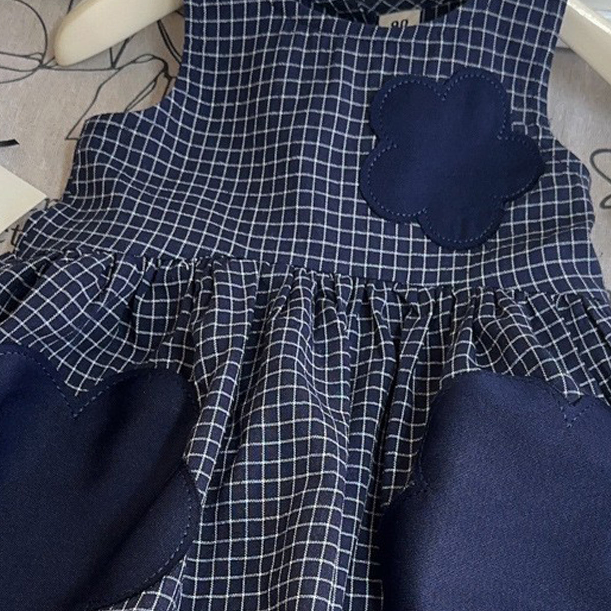 Girls Checked Striped A-Line Mini Dress