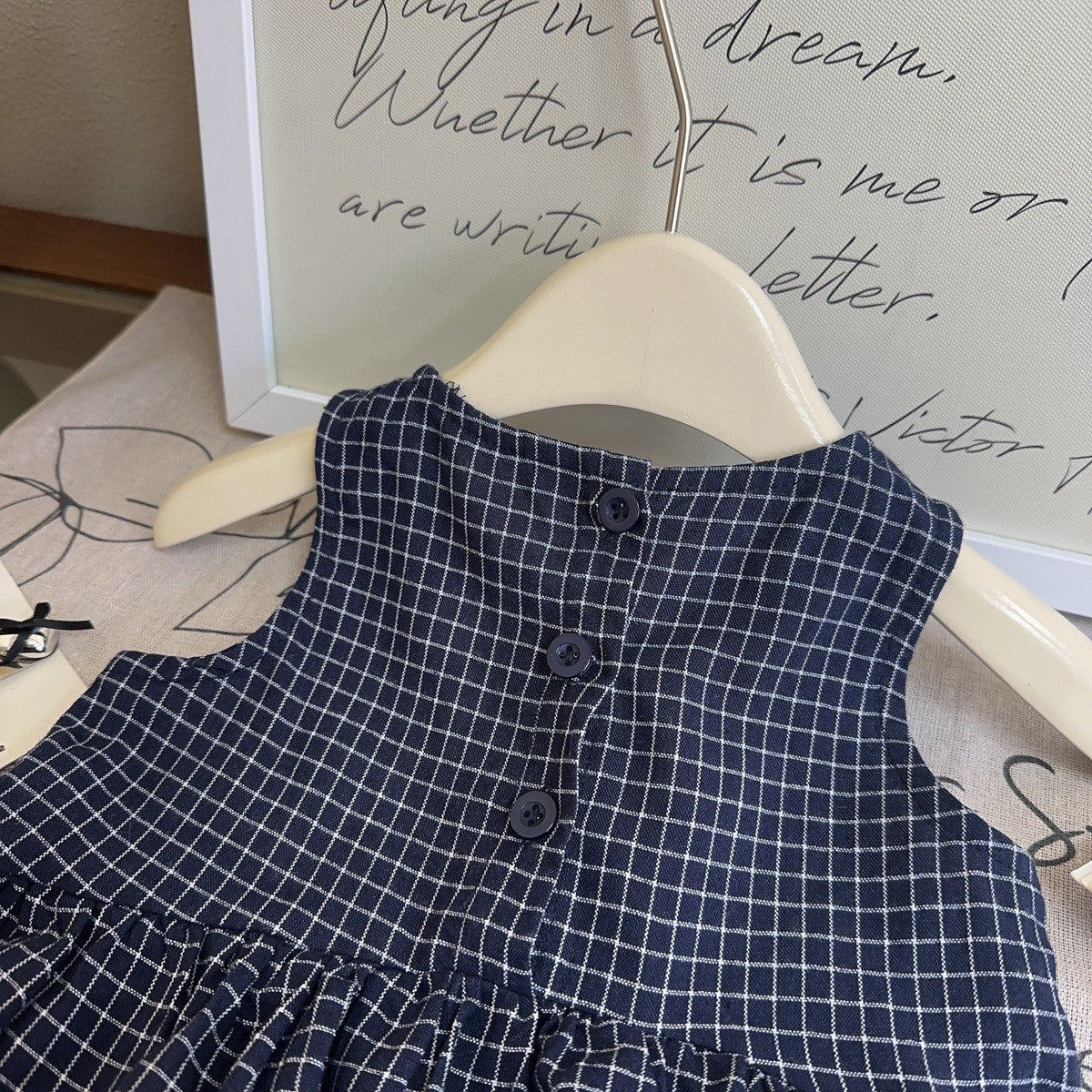Girls Checked Striped A-Line Mini Dress