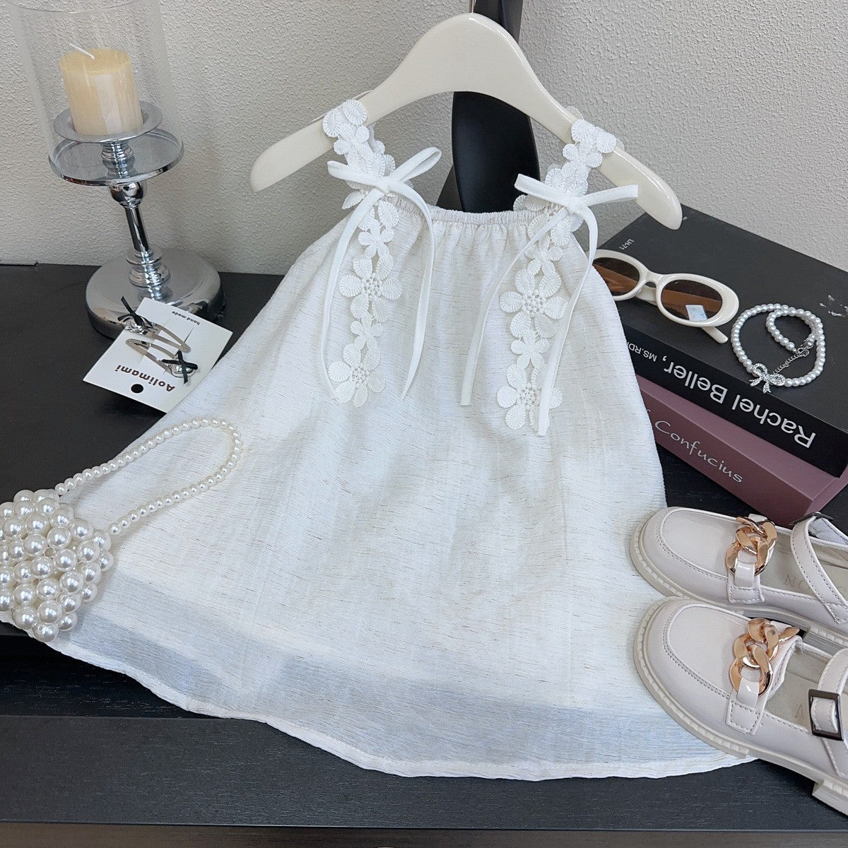 Girls Lace A-Line Midi Dress