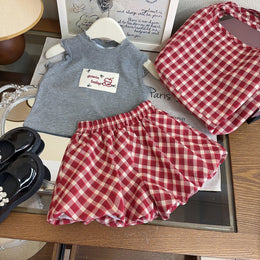 Girls Printed Round Neck Sleeveless Top With Skirt