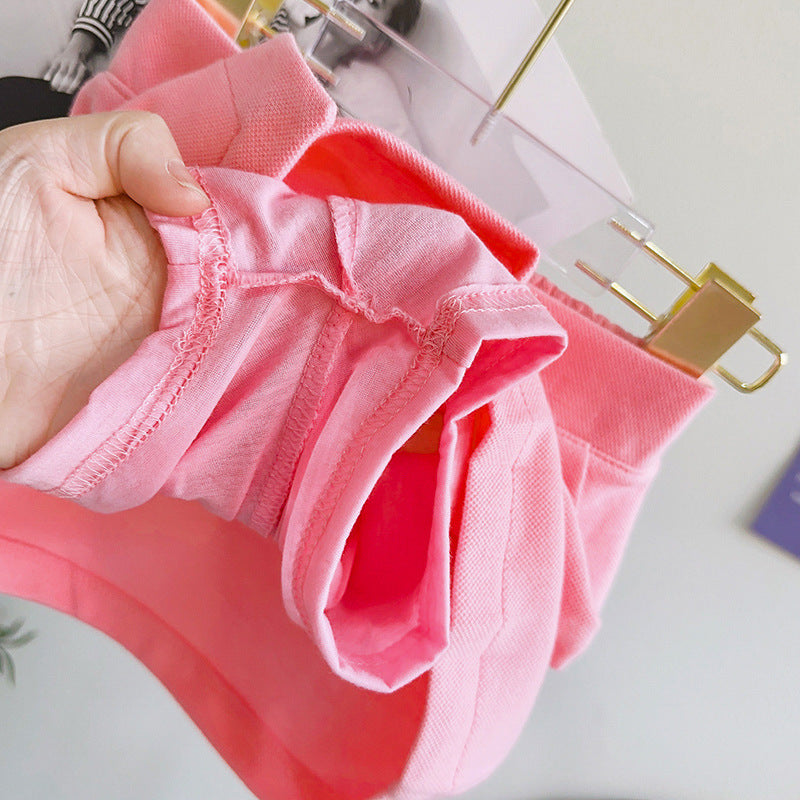 Girls Pink Shirt Collar Top with Skirt