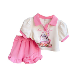 Girls Printed Pure Cotton Top With Short