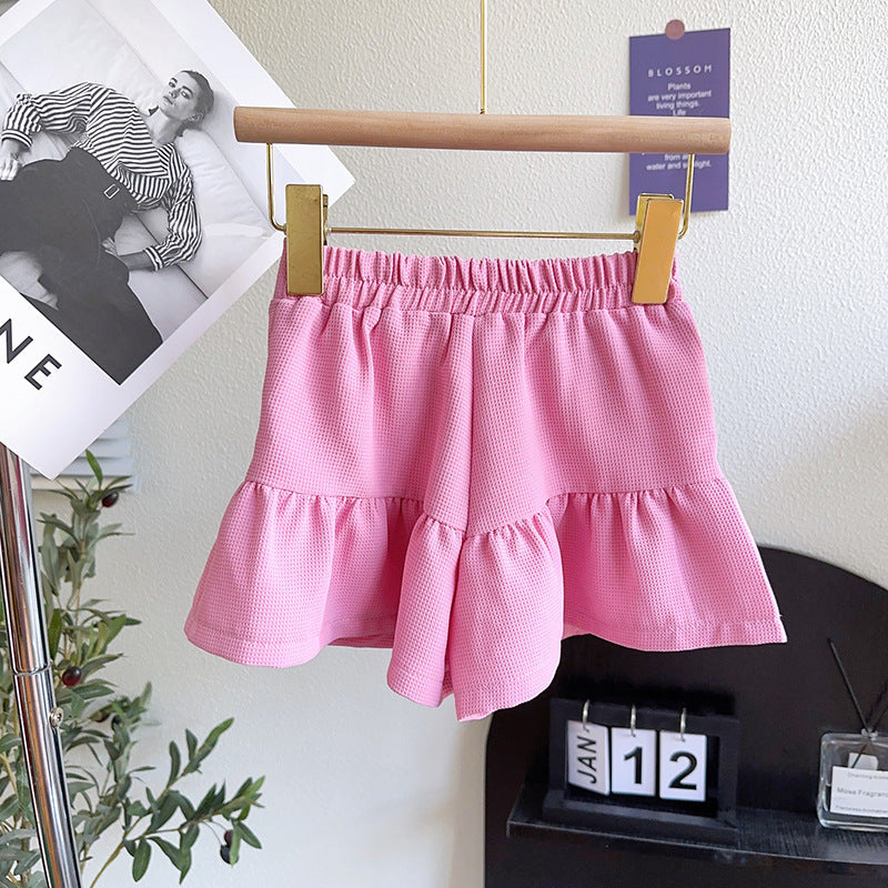 Girls Pink Shirt Collar Top with Shorts