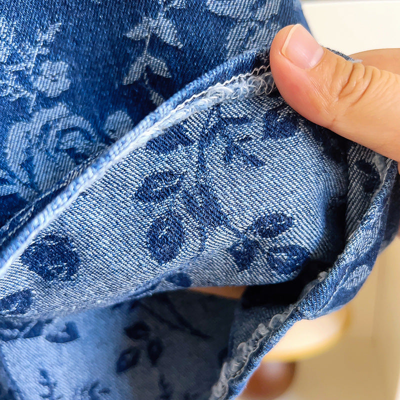 Floral Print Applique A-Line Maxi Dress