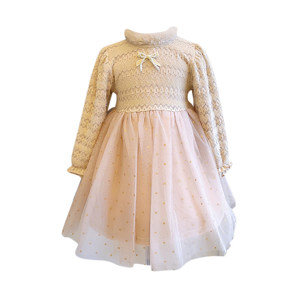 Girls Embroidered Chiffon Fit and Flare Midi Winter Wear Dress