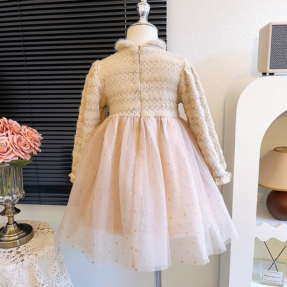 Girls Embroidered Chiffon Fit and Flare Midi Winter Wear Dress