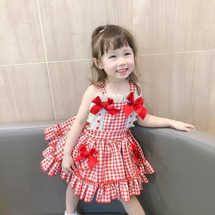 Checked Applique A-Line Mini Dress