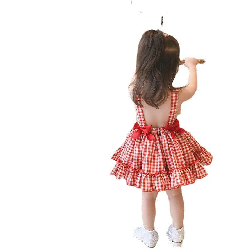 Checked Applique A-Line Mini Dress