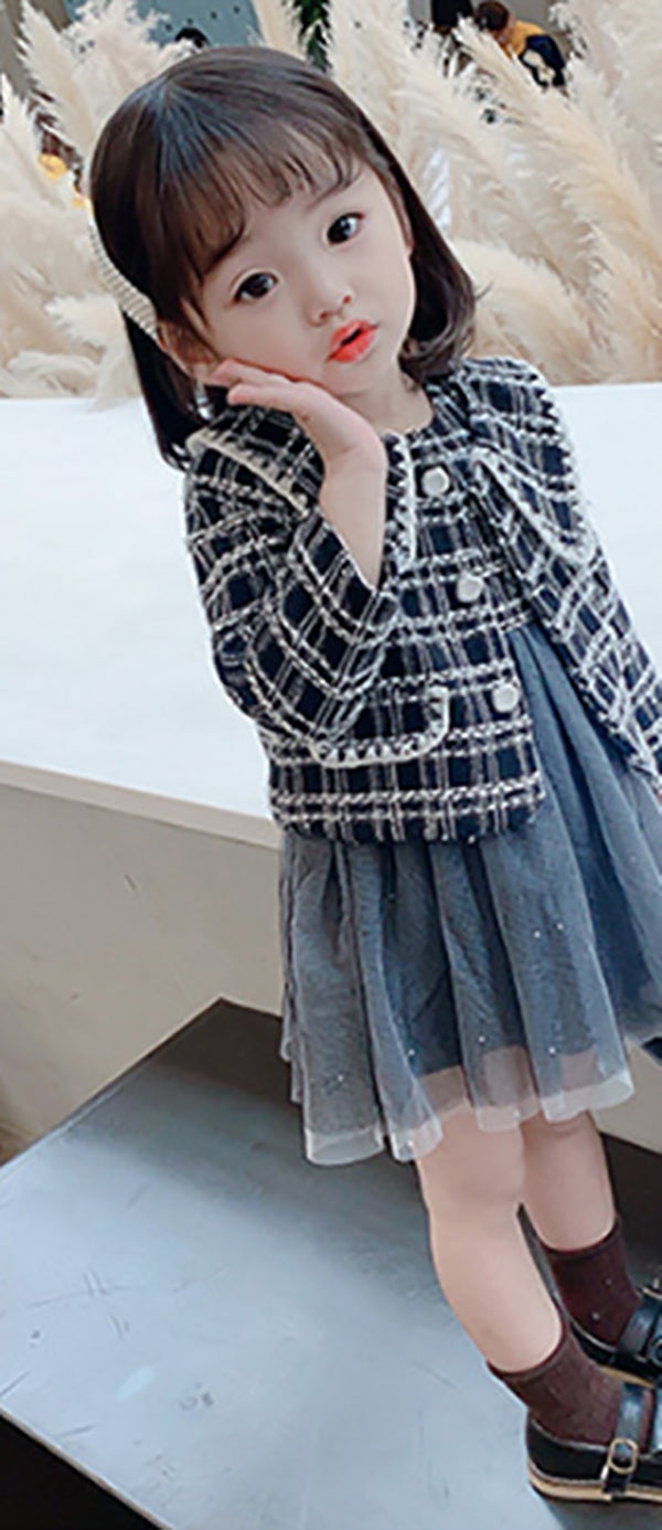 Girls Checked Fit & Flare Dress